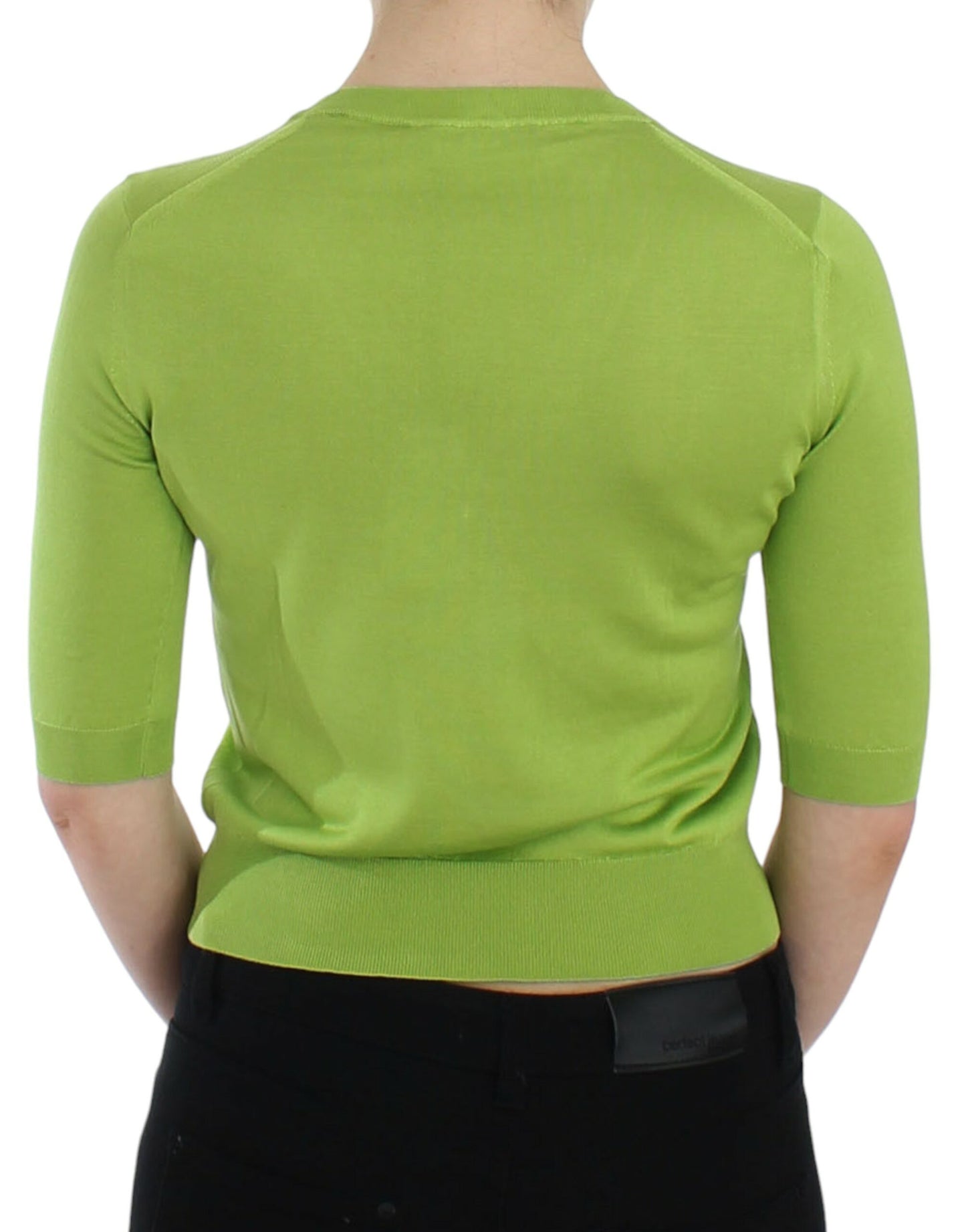 Suéter de cuello en V de lana verde