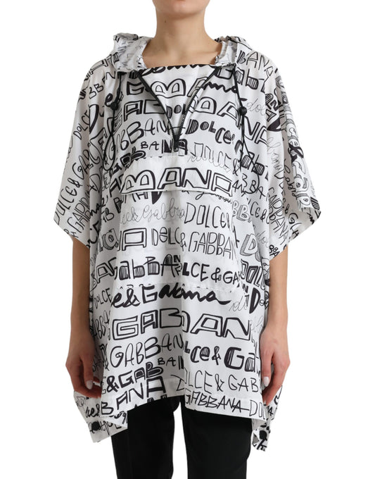 Camiseta tipo blusón con capucha y estampado de logotipo blanco