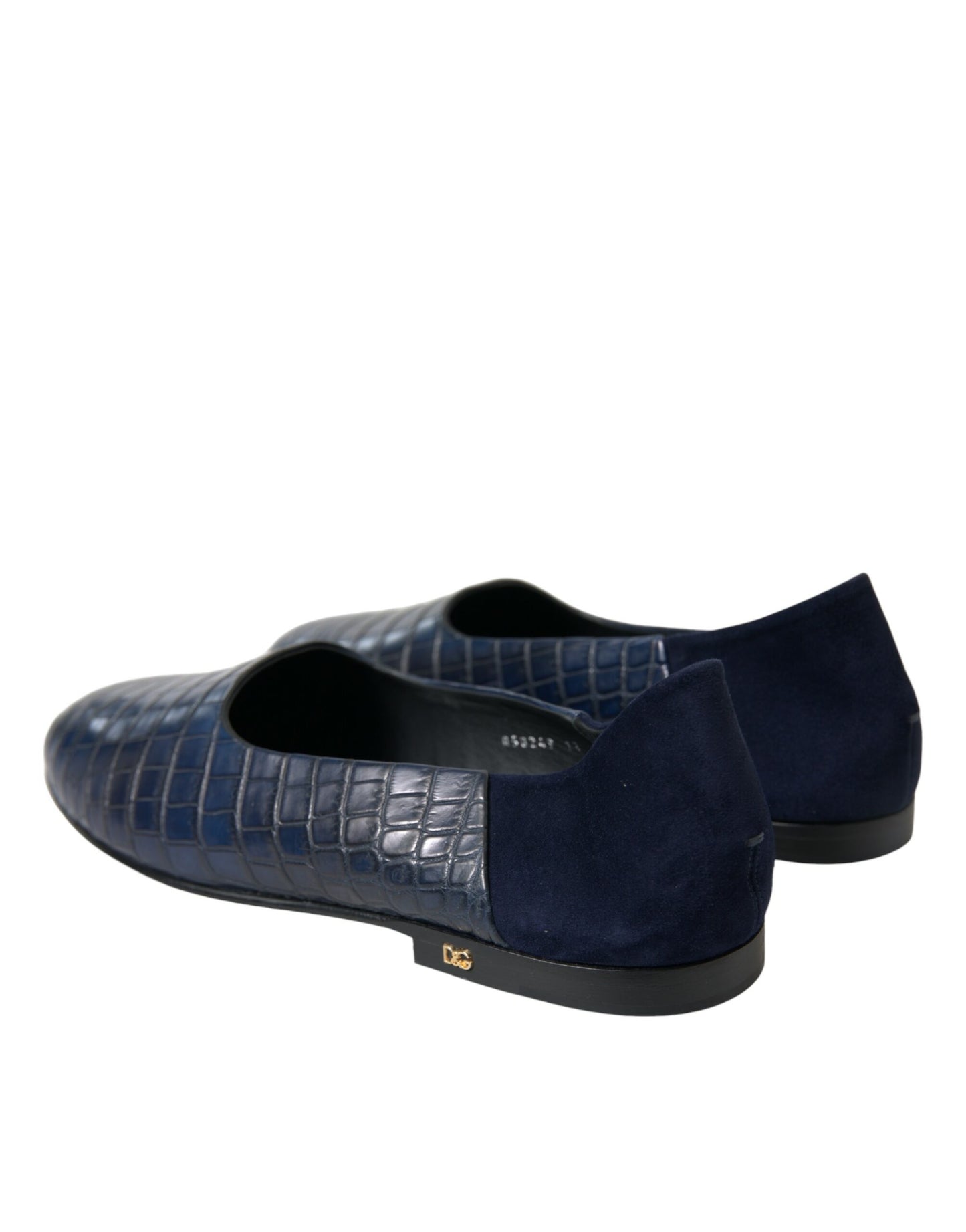 Mocasines de piel de cocodrilo azul sin cordones