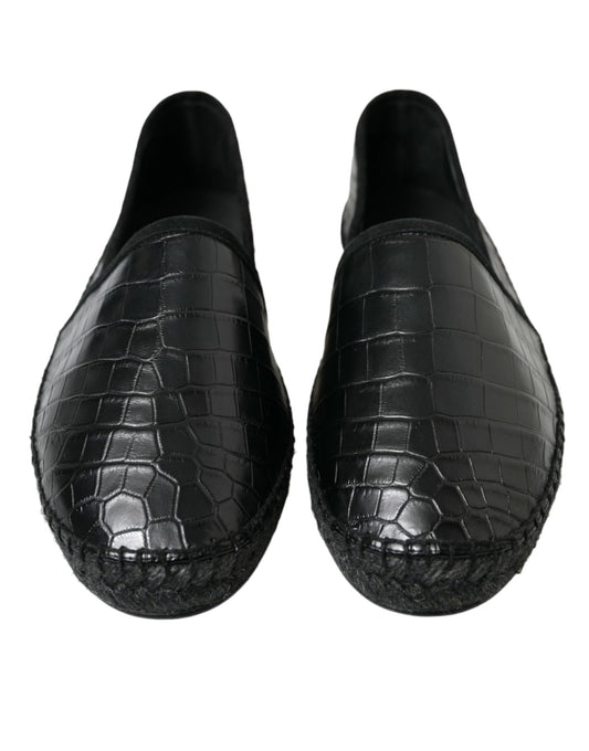 Espadrilles à enfiler en cuir exotique noir