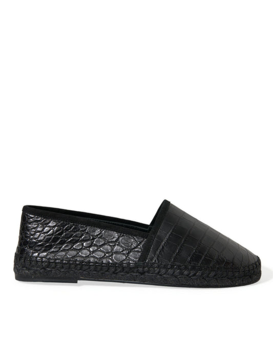 Espadrilles à enfiler en cuir exotique noir