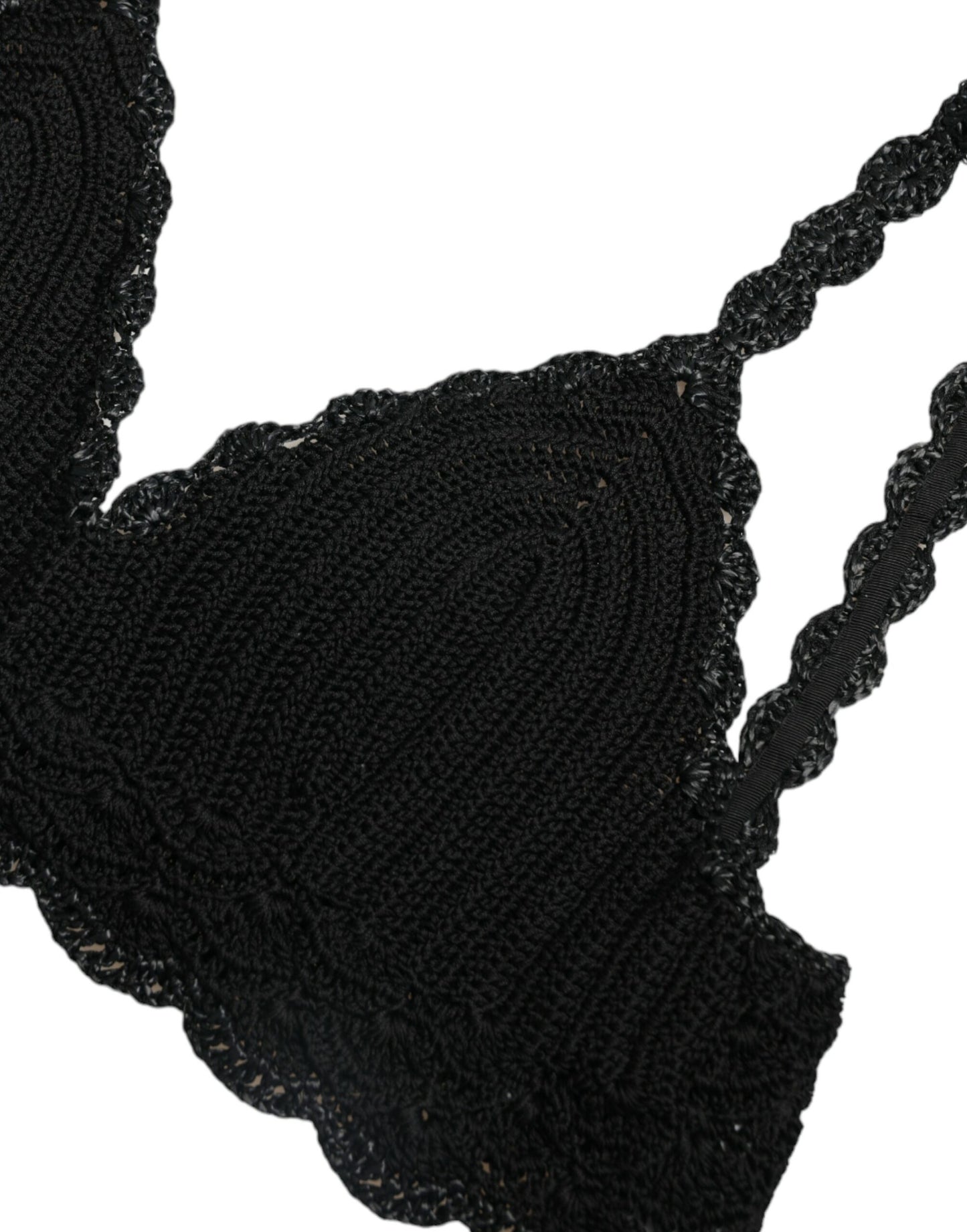 Top corto de crochet con bustier de algodón negro