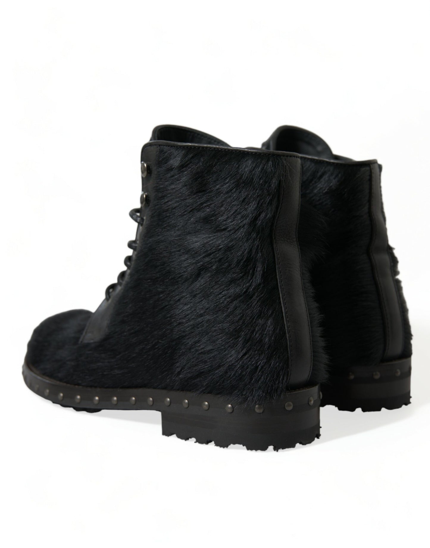 Bottes mi-mollet en cuir noir style poney