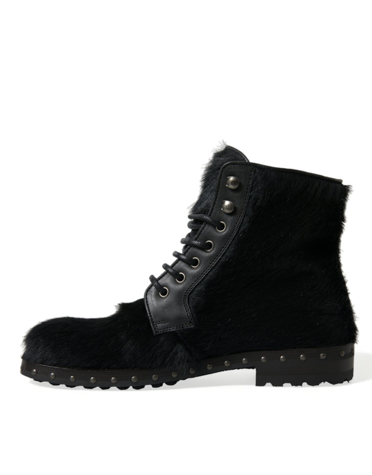 Bottes mi-mollet en cuir noir style poney