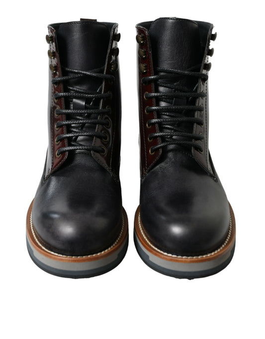 Botas militares de combate de cuero negro