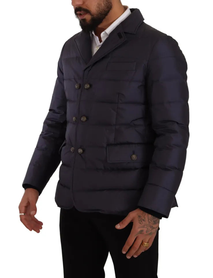 Manteau d'hiver en soie de chèvre bleue