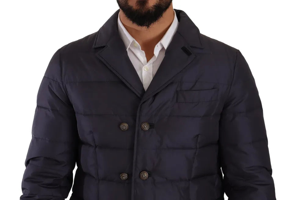 Manteau d'hiver en soie de chèvre bleue