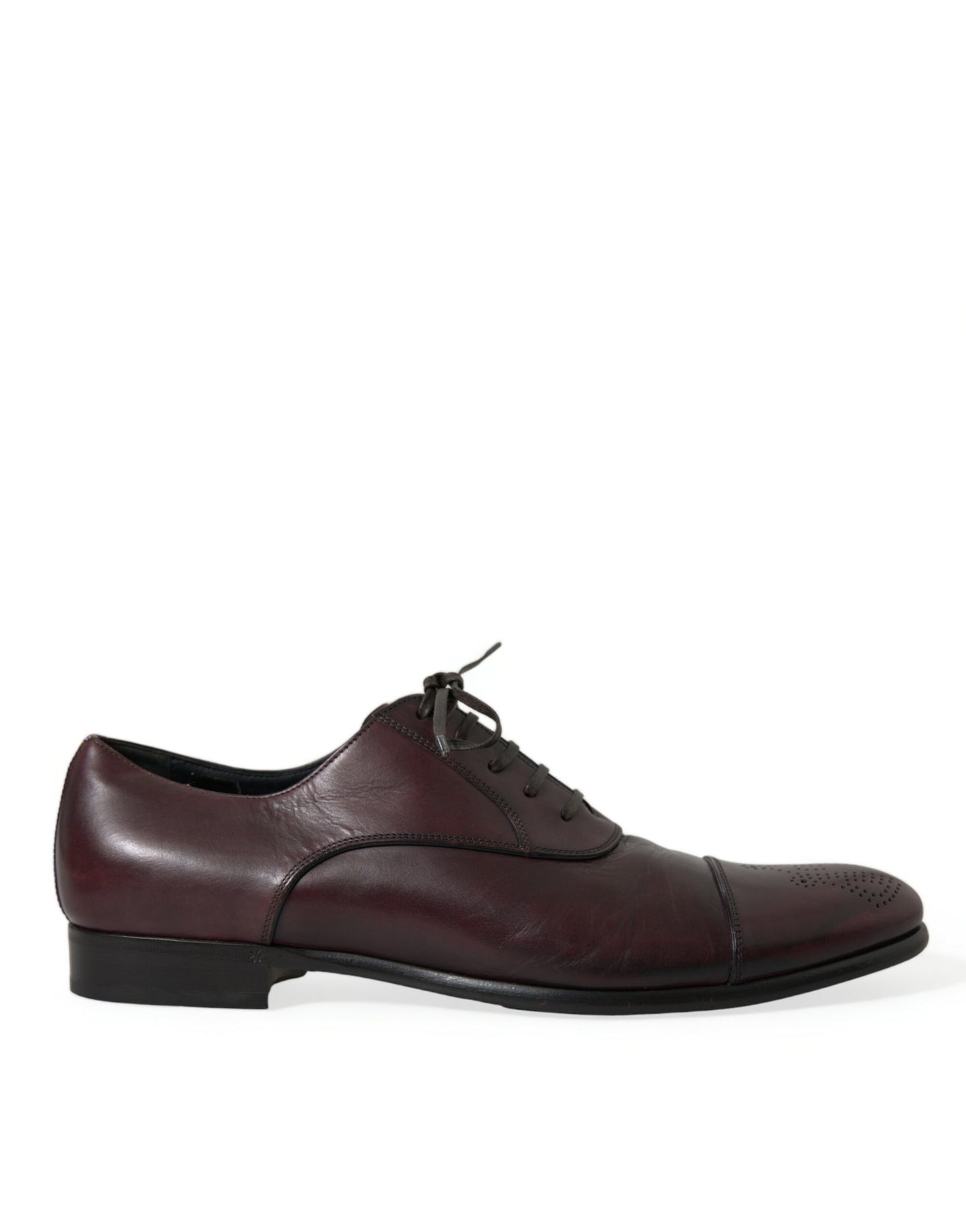 Zapatos de vestir Derby formales de cuero burdeos para hombre
