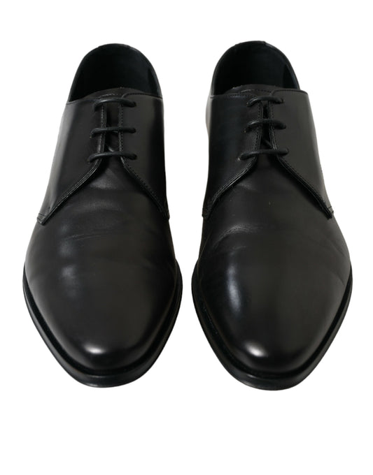 Zapatos de vestir Derby formales de cuero negro con cordones