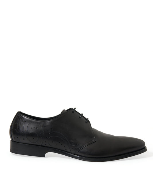 Zapatos de vestir Derby formales de cuero negro con cordones