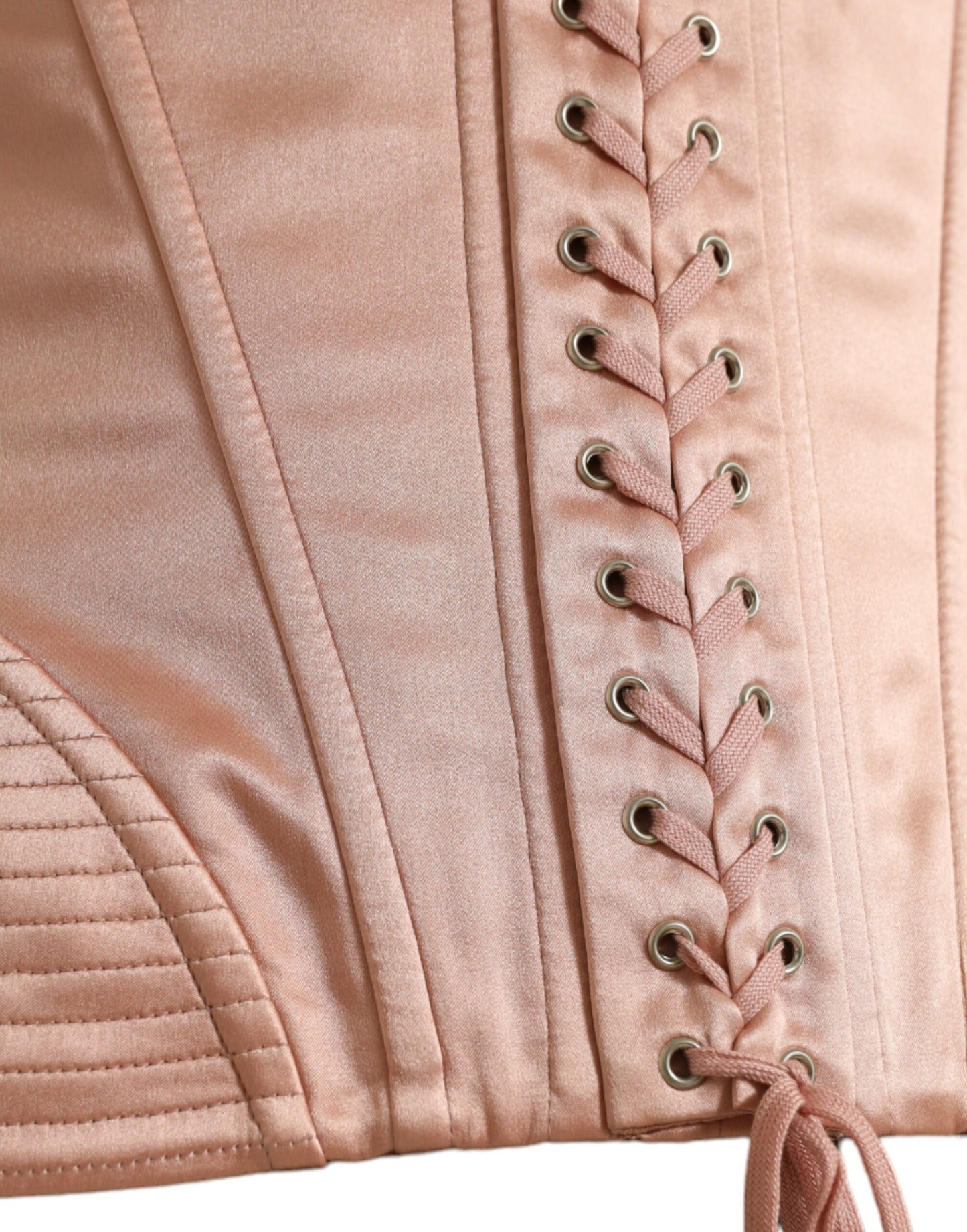 Top tipo corsé con cinturón elástico de seda rosa