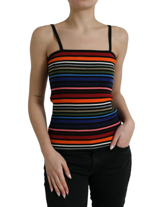 Camiseta sin mangas con tirantes finos y rayas multicolores