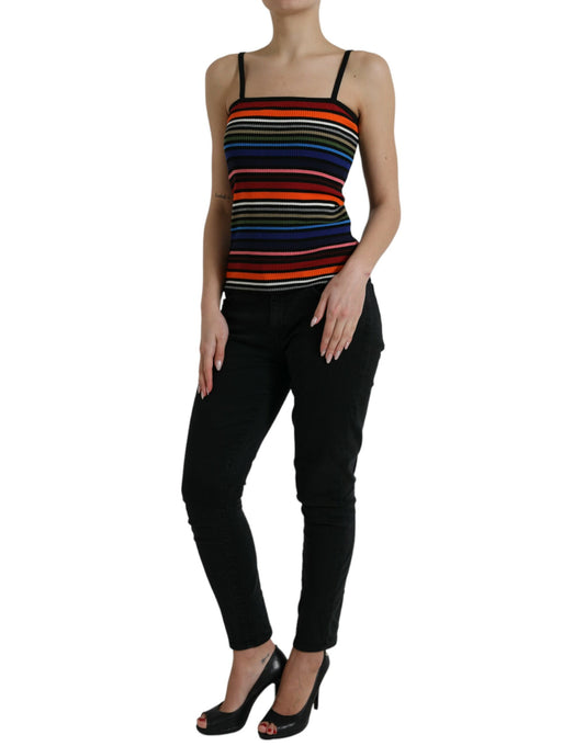 Camiseta sin mangas con tirantes finos y rayas multicolores
