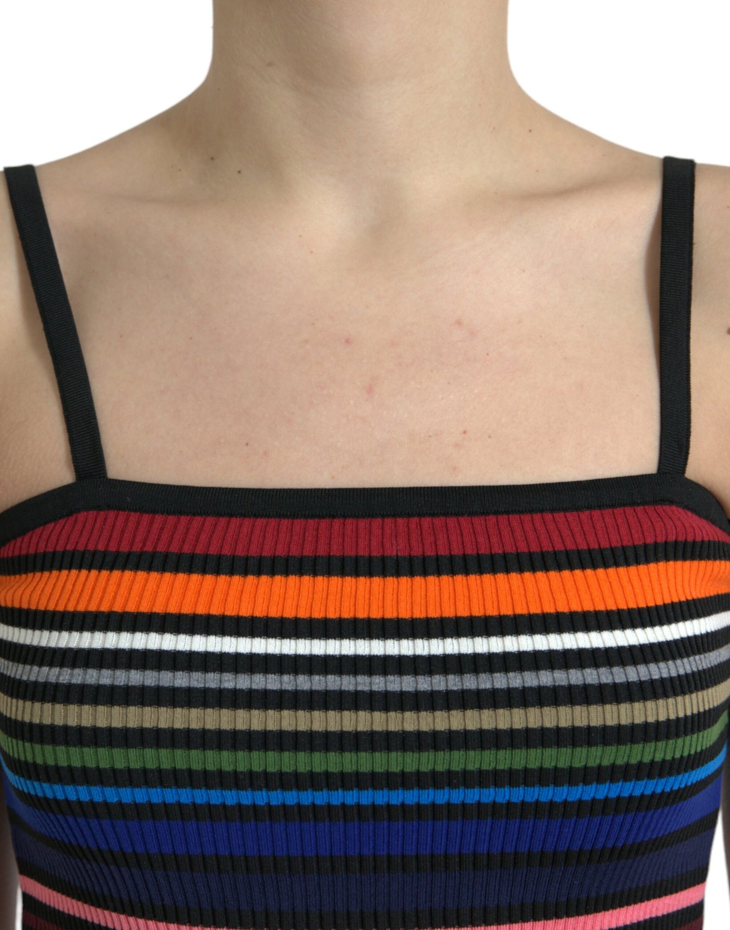 Camiseta sin mangas con tirantes finos y rayas multicolores