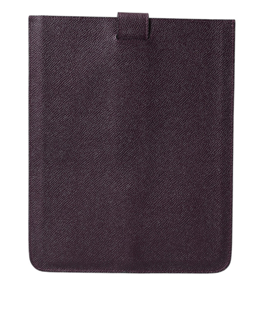 Funda para tableta de cuero marrón oscuro con placa de logotipo