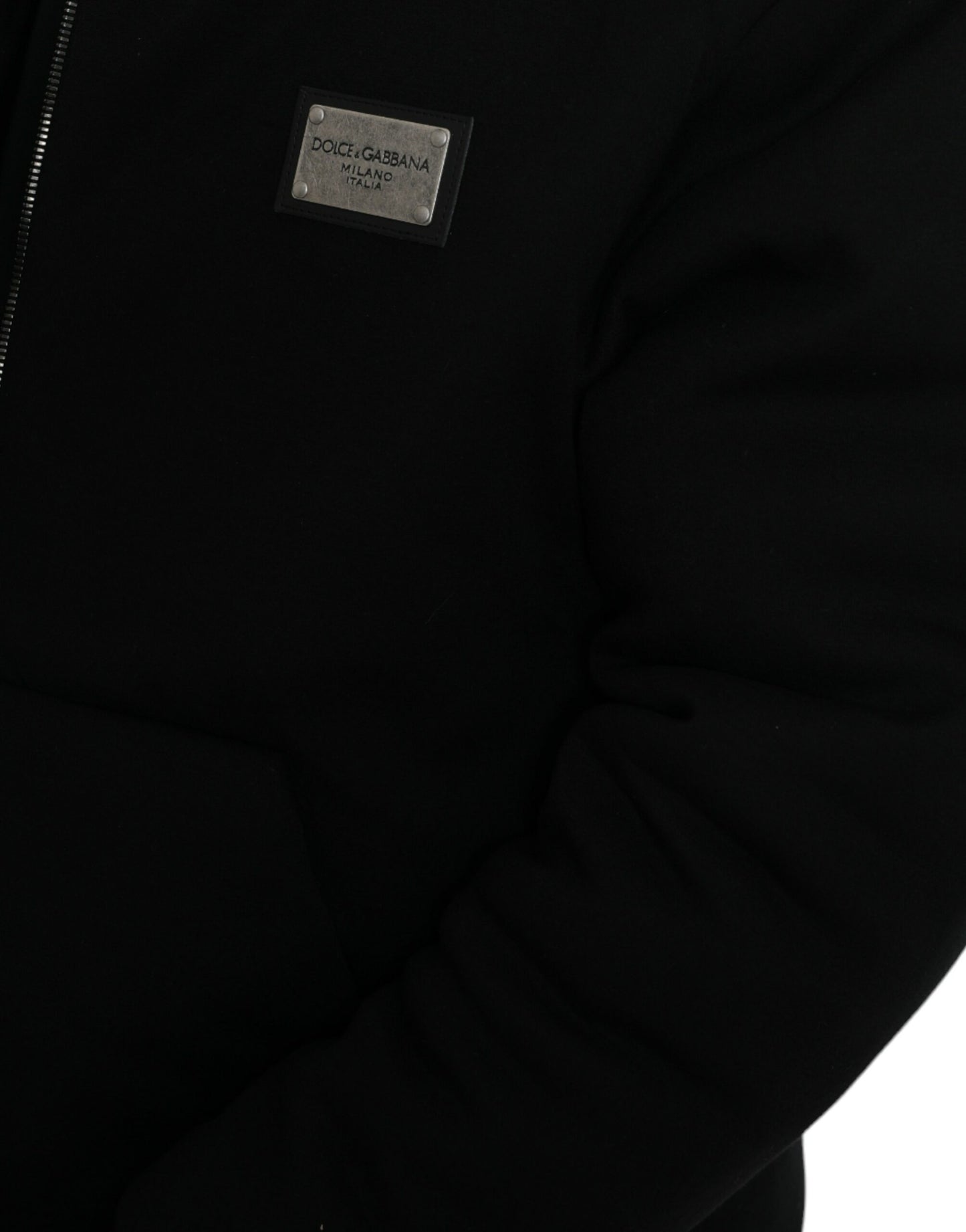 Blouson aviateur à capuche en coton noir avec logo
