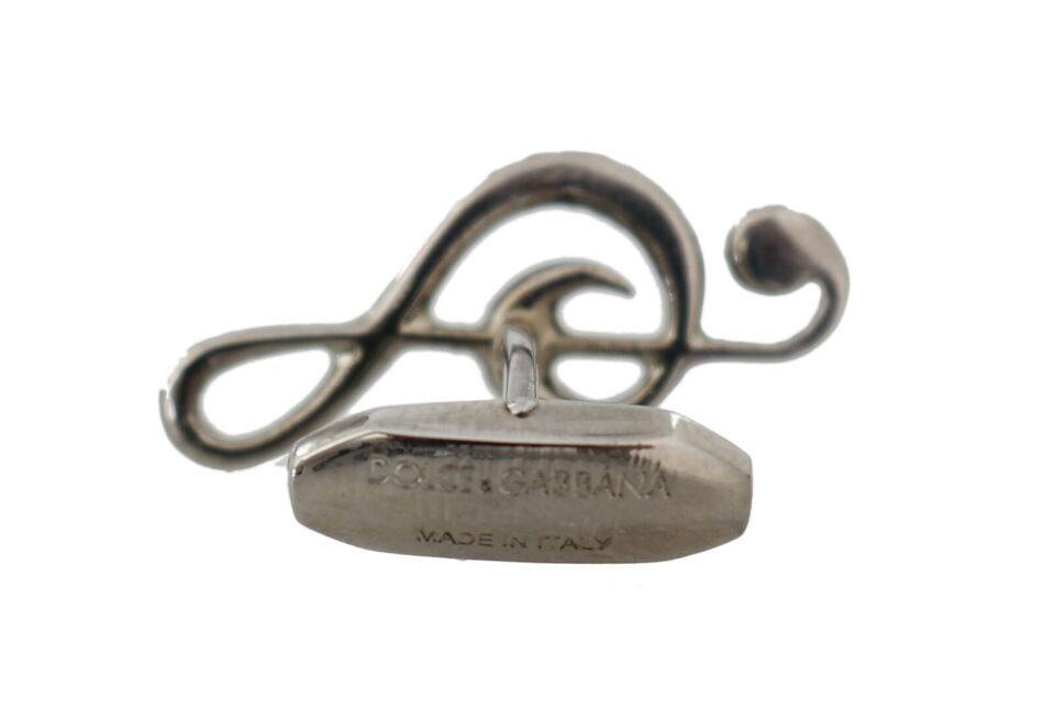 Gemelos de cristal con clave de sol de latón plateado