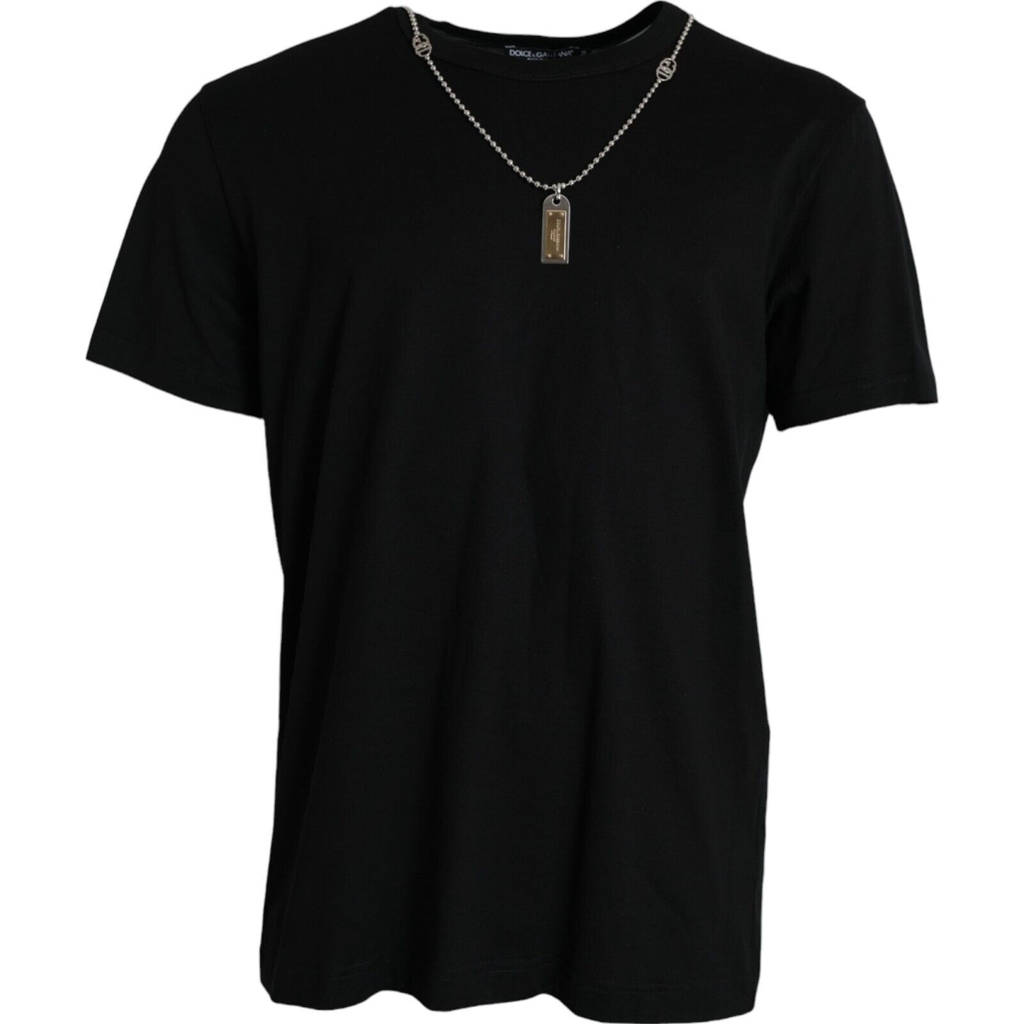 T-shirt à manches courtes avec chaîne en argent noir