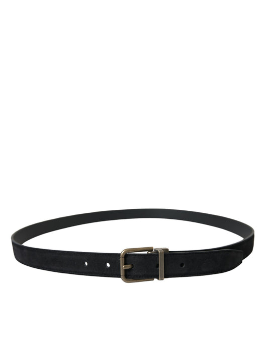Ceinture en cuir suédé noir avec boucle en métal doré