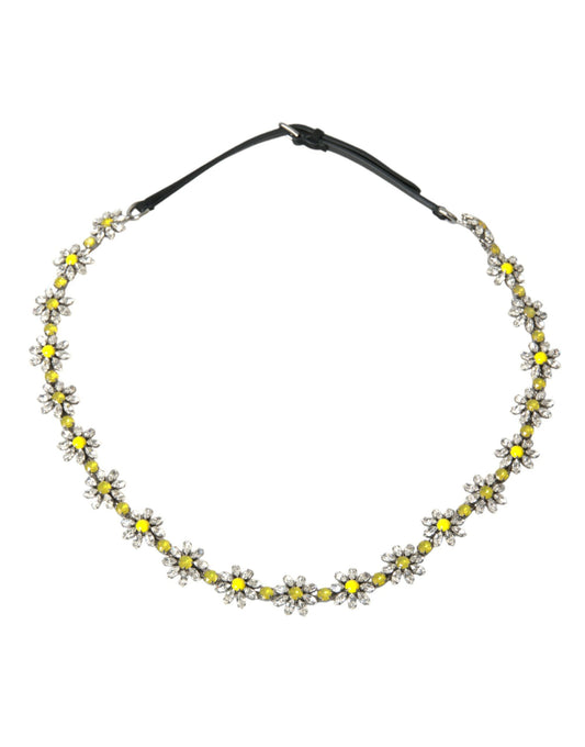 Ceinture Dauphine en cristal et marguerite noire