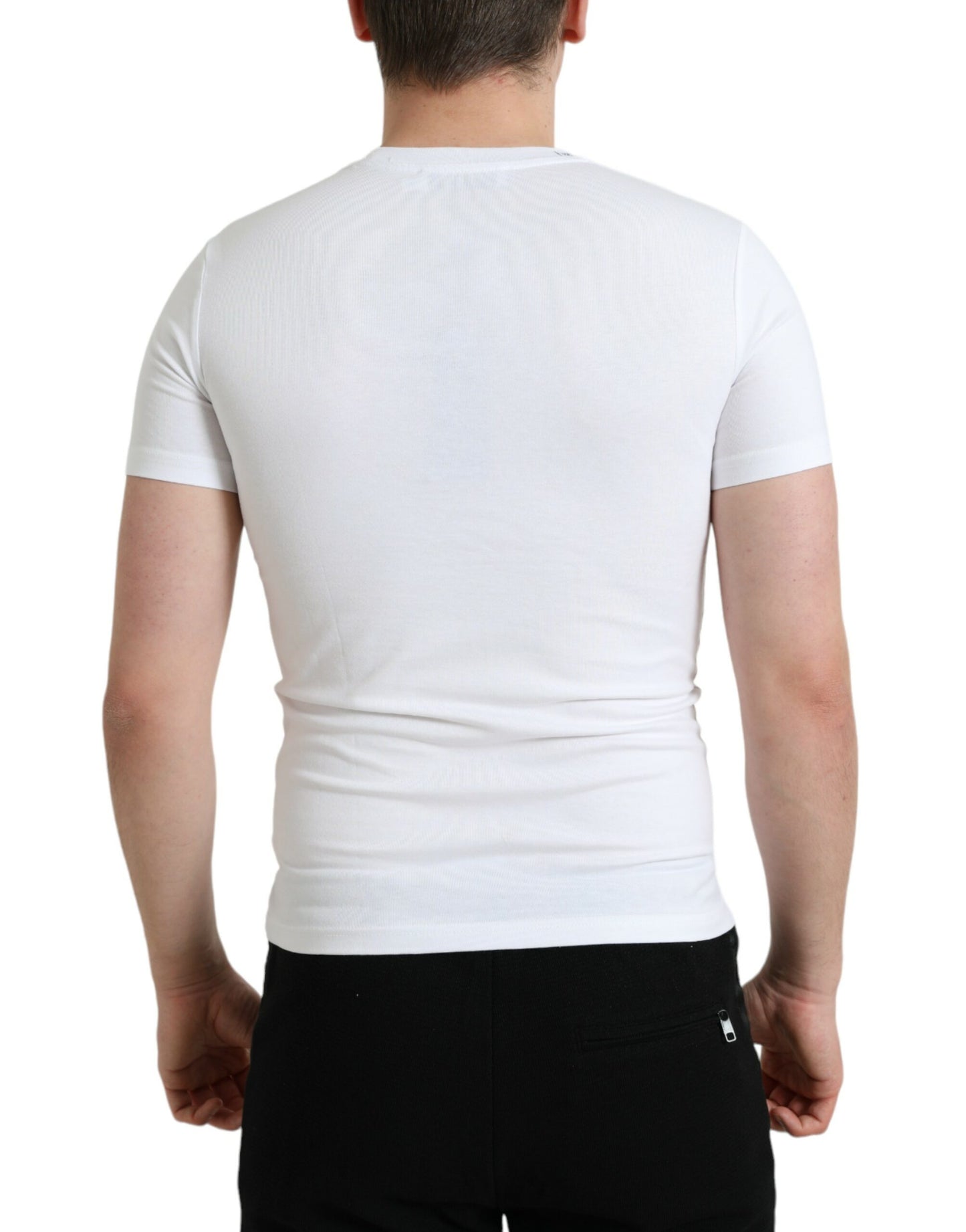 T-shirt col rond en coton blanc avec logo imprimé