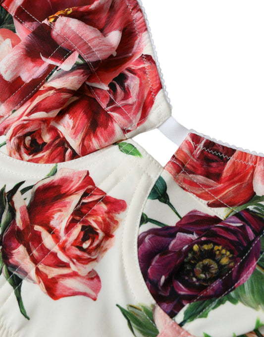 Top corto sin mangas con estampado floral multicolor