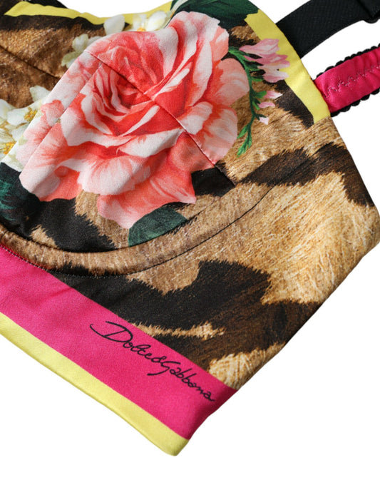 Top corto sin mangas con estampado floral multicolor