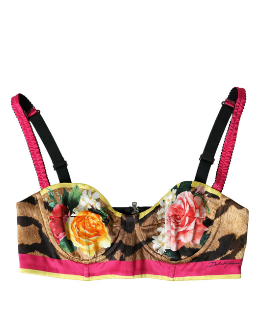 Top corto sin mangas con estampado floral multicolor