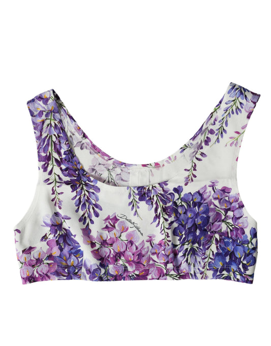 Top corto sin mangas con estampado floral multicolor