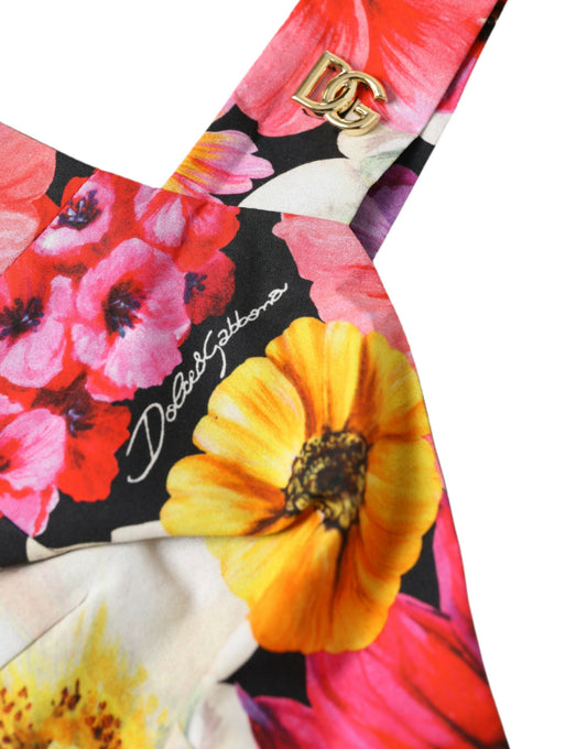 Top corto sin mangas con estampado floral multicolor