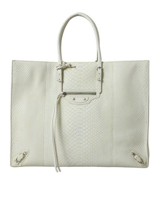 Bolso de compras PAPIER de piel exótica blanca y amarilla
