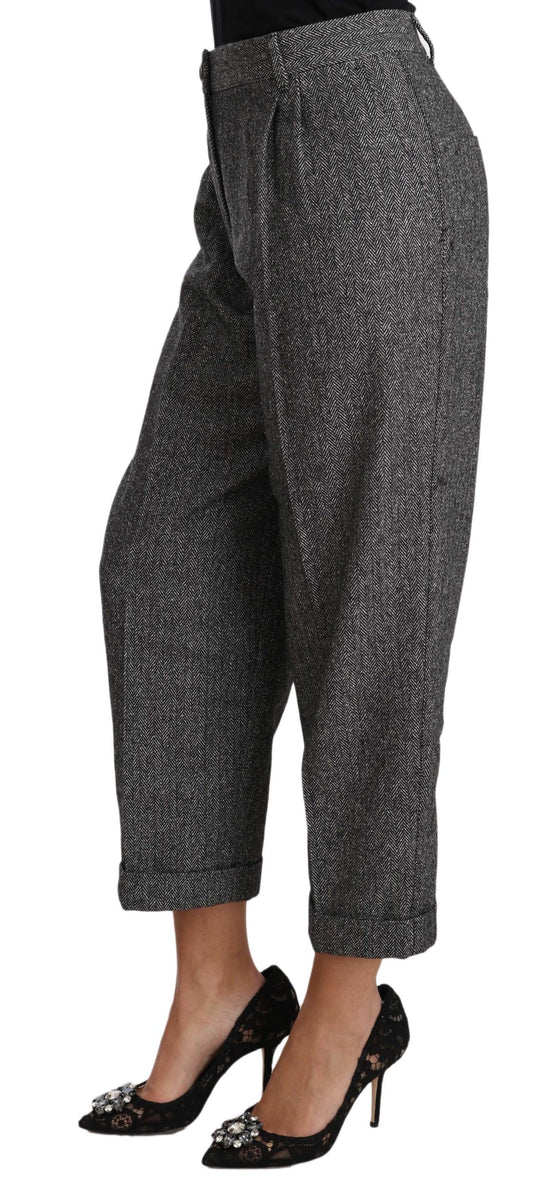 Pantalones capri plisados de lana gris