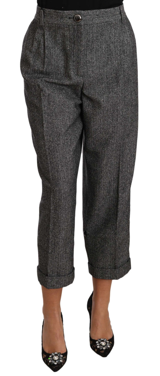Pantalones capri plisados de lana gris