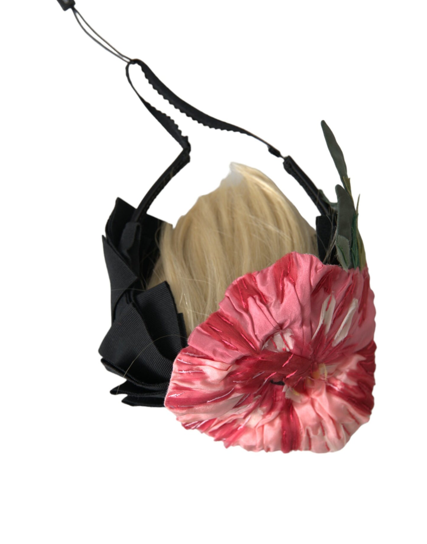 Diadema de parrucchiera de pelo blanco y viscosa negra