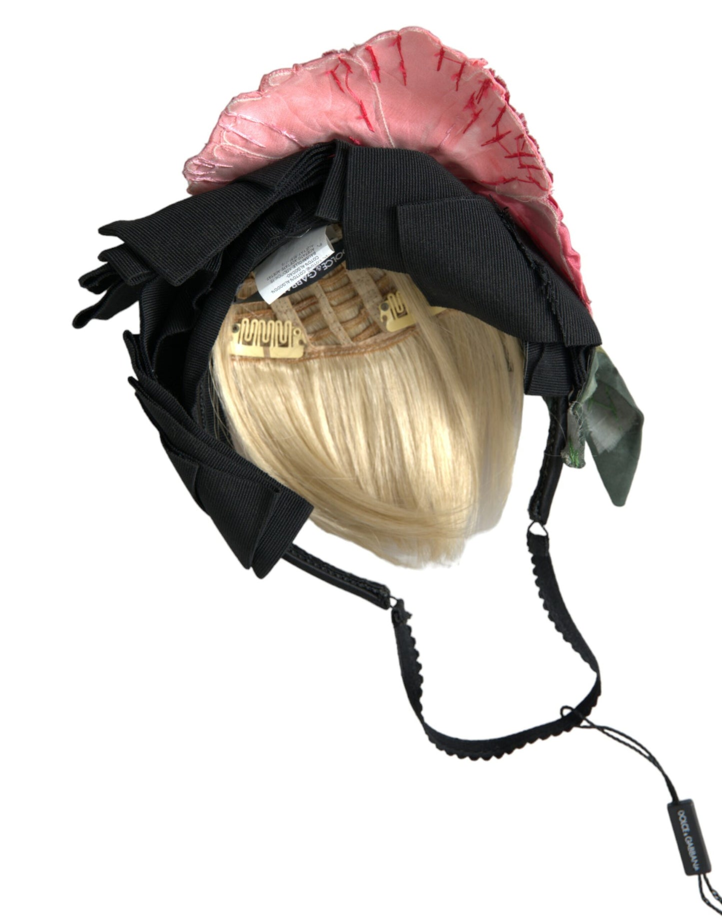 Diadema de parrucchiera de pelo blanco y viscosa negra