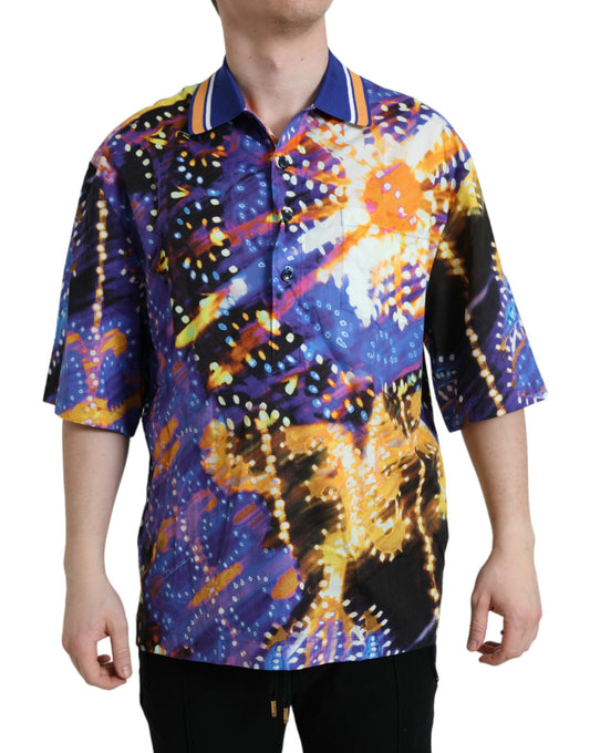 Chemise décontractée en coton à imprimé Luminarie multicolore