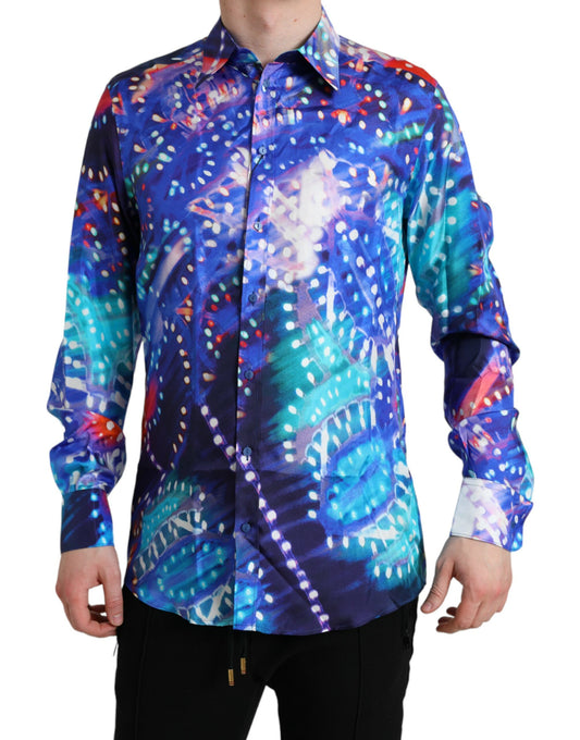 Chemise MARTINI cintrée en soie Purple Luminarie