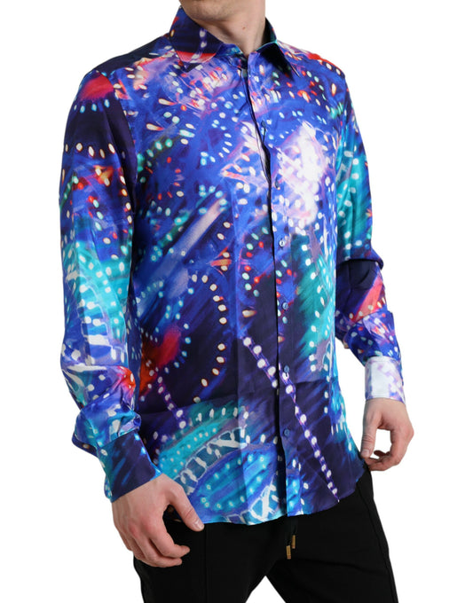 Chemise MARTINI cintrée en soie Purple Luminarie