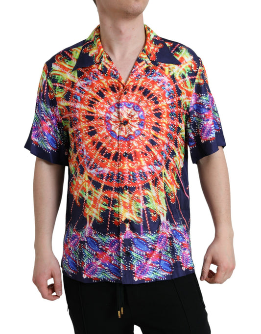 Chemise décontractée en soie multicolore Luminarie