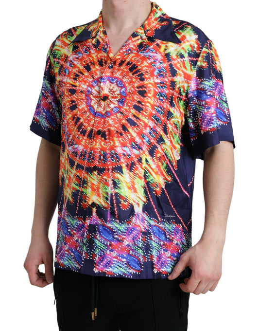 Chemise décontractée en soie multicolore Luminarie