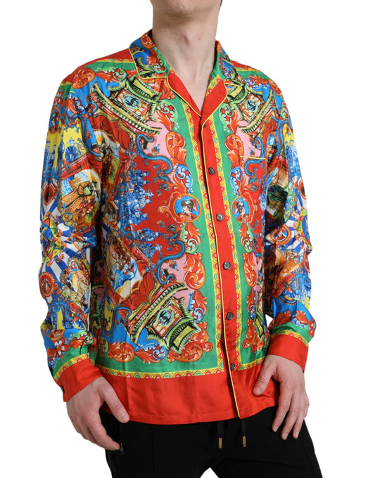 Chemise décontractée boutonnée à motifs multicolores