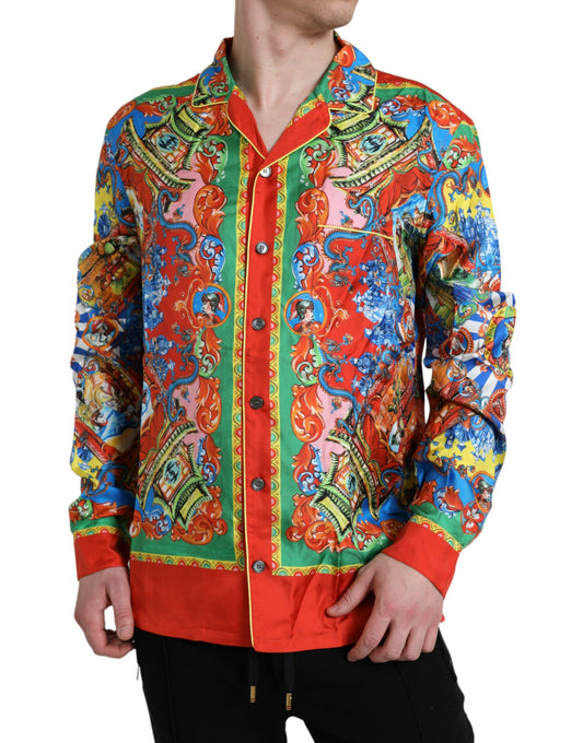 Chemise décontractée boutonnée à motifs multicolores