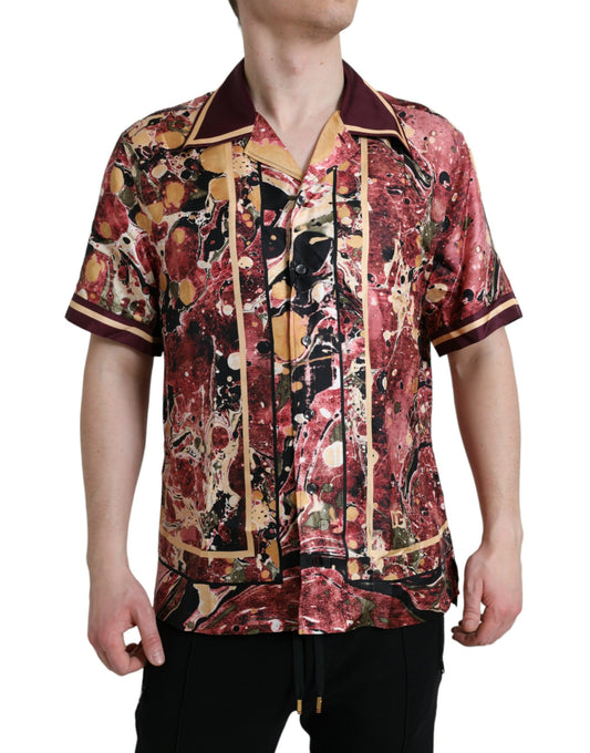 Chemise en soie boutonnée multicolore
