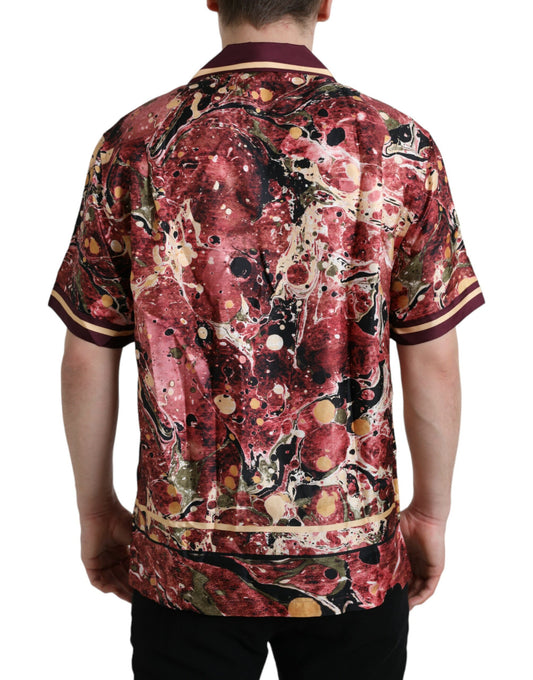 Chemise en soie boutonnée multicolore
