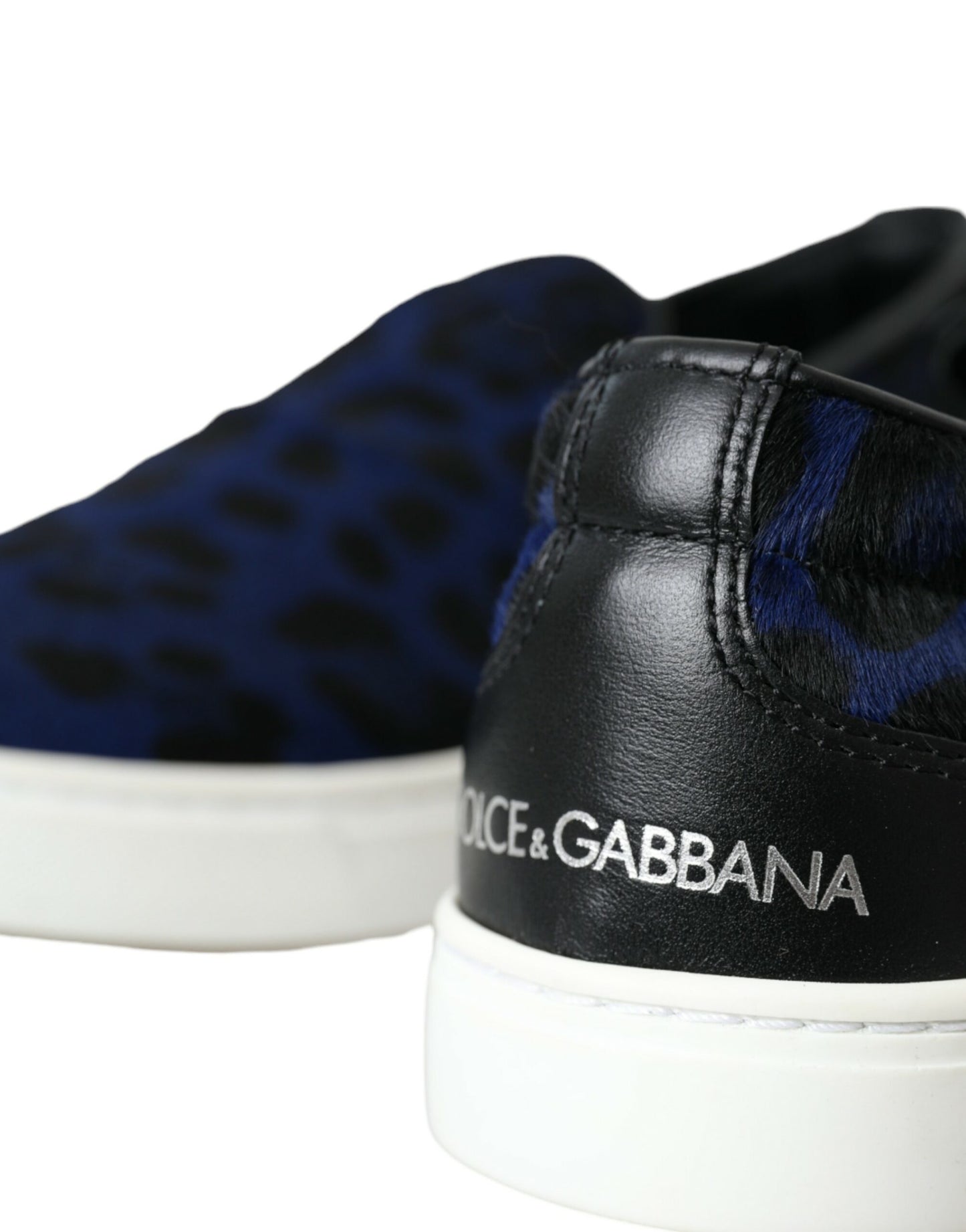 Zapatillas deportivas de leopardo con pelo de becerro azul