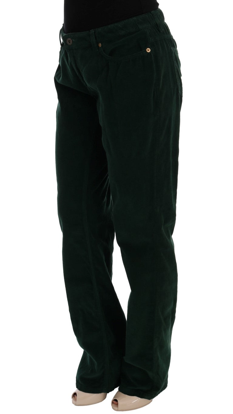 Vaqueros de pana de algodón verde
