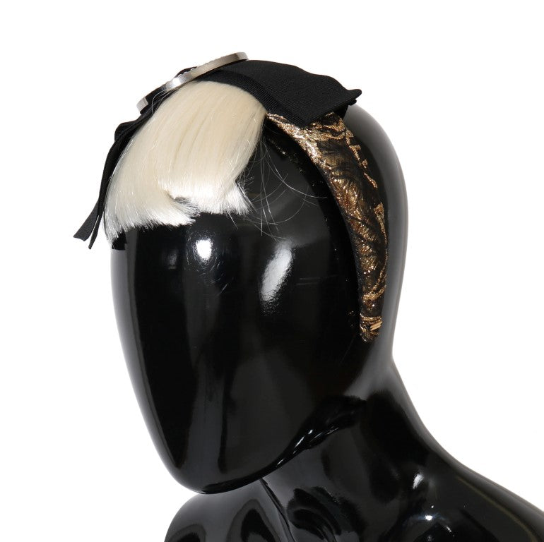 Diadema de cristal blanco y negro