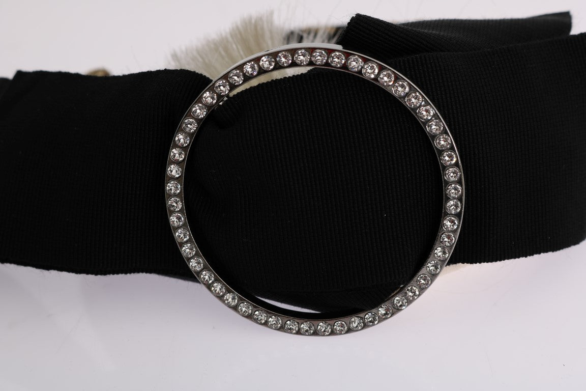 Diadema de cristal blanco y negro