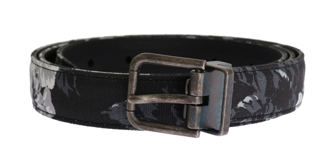Cinturón de piel de lino Caimán negro