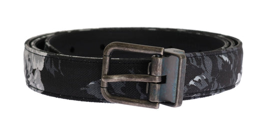 Cinturón de piel de lino Caimán negro